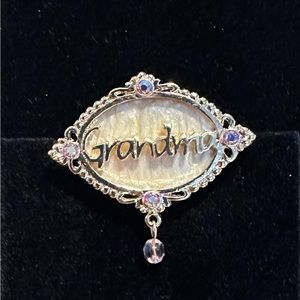 Grandma Aurora Borealis Gold Tone Brooch